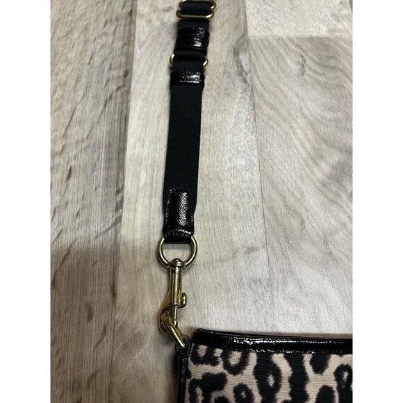 COACH OCELOT ANIMAL PRINT CANVAS Black & Beige W/Adjustable Crossbody Strap EUC - Picture 4 of 8